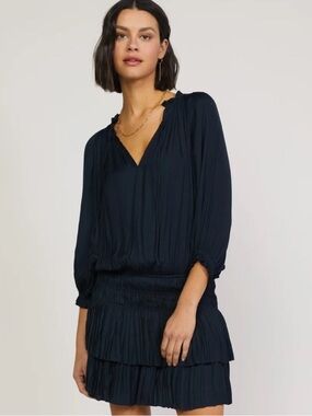 Current Air Navy Blue Pleated Mini Dress